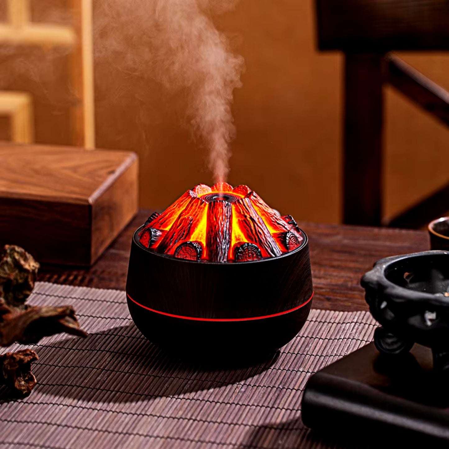 Humidificateur d'air au feu de charbon de bois